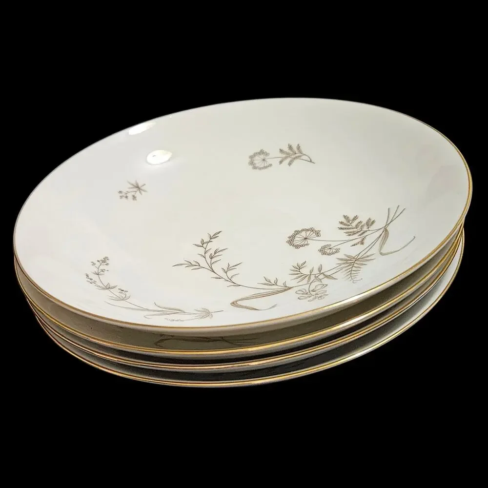 Johann Haviland Bavaria Wildflower Soup Cereal Bowls Set of 4 Gold Trim